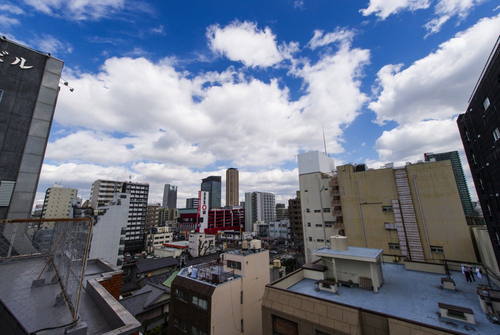 The view from the rooftop balcony