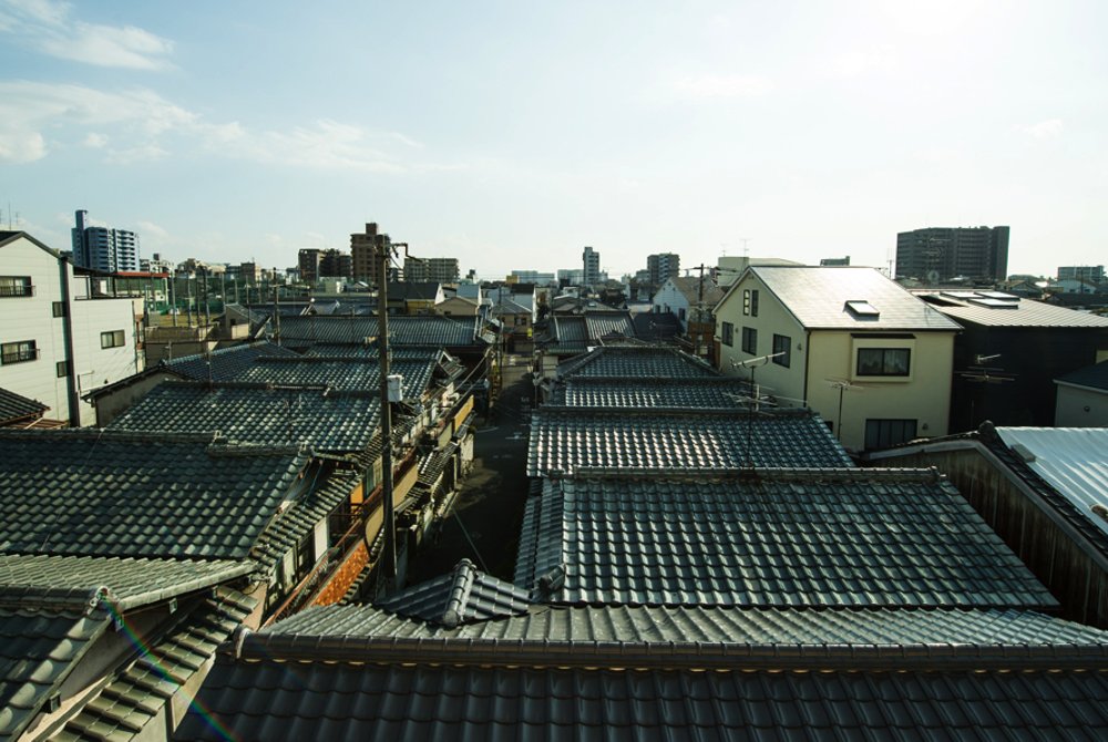 Showacho, the traditional area where houses have Japanese style tiled roofs
